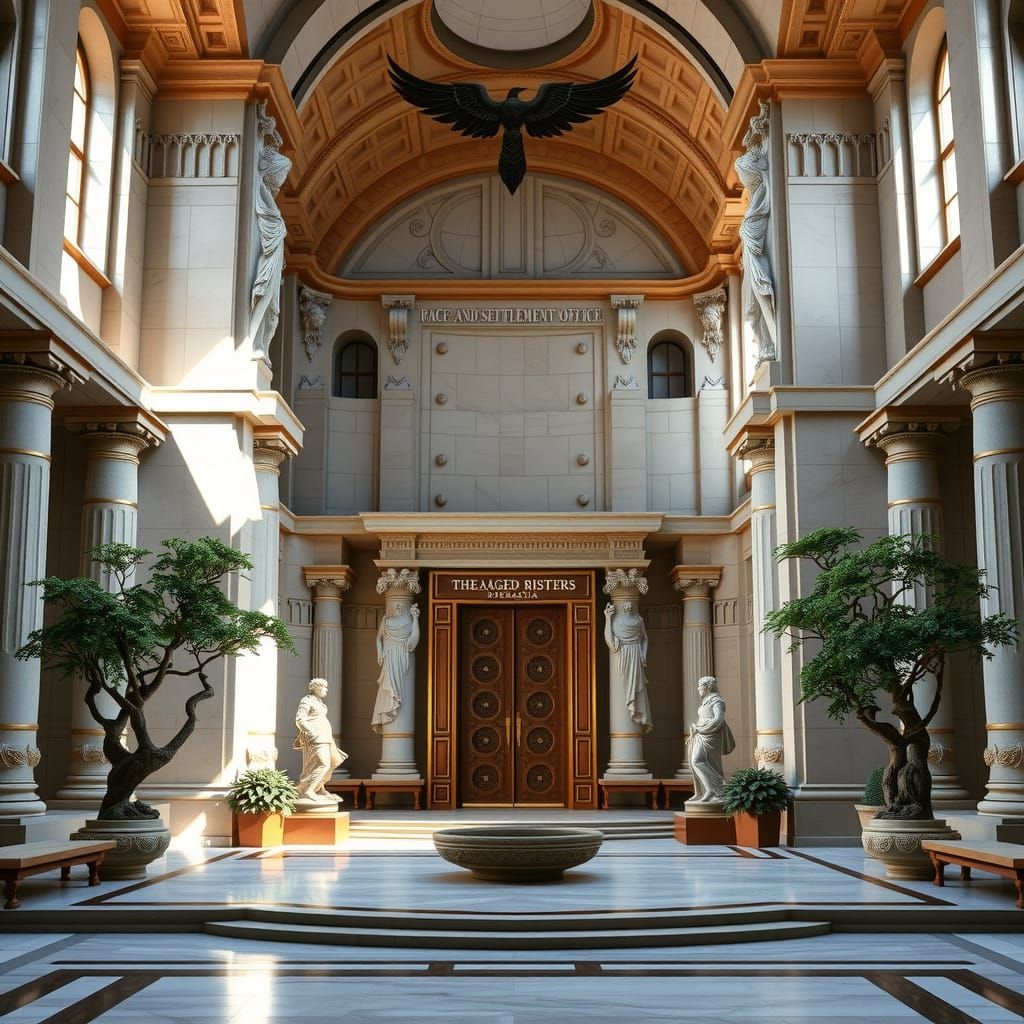 Sweeping Neoclassical Demacian Palace with Elegant Courtyard...