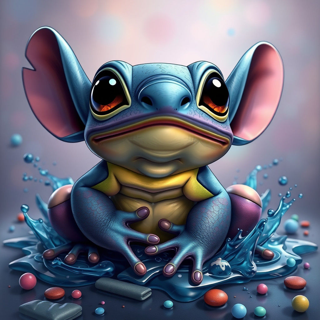 Stitch Colors a Frog: Fantasy Concept Art