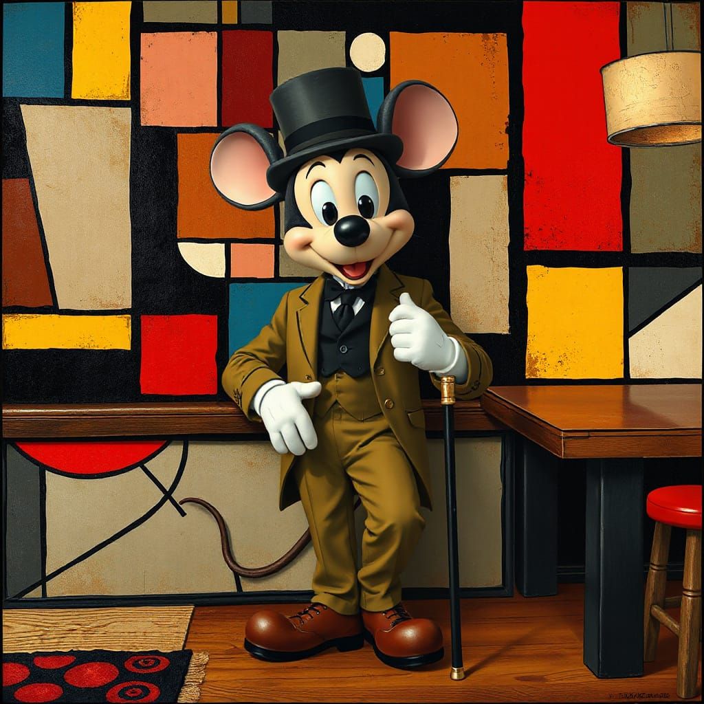 Mouse as 1920s Gigolo in Cubist Speakeasy Art Style