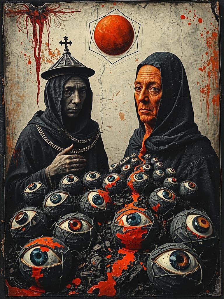 Surreal Mud-Eyed Golem in Polaroid Style