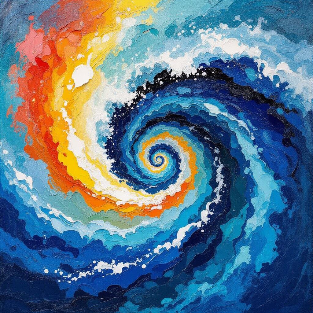 Turbulent Wake Vortex in Gouache Style