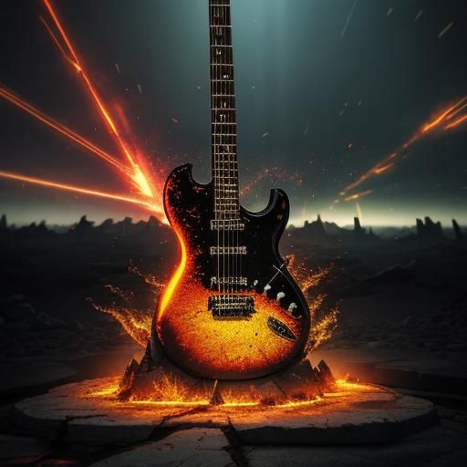 Fiery Heavy Metal Album Cover in Anime Style