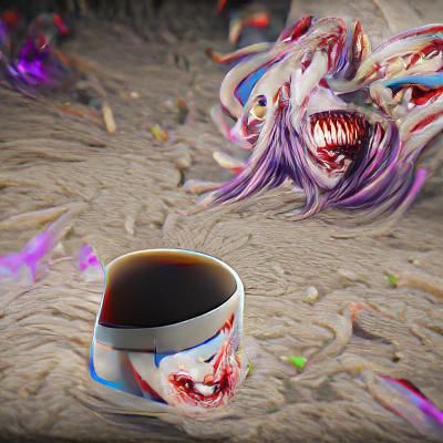 Nightmare Coffee Cup in Anime Style