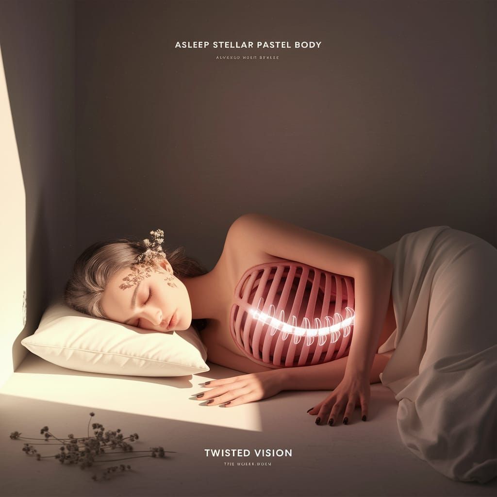 Surreal Asleep Figure with Glass Worm