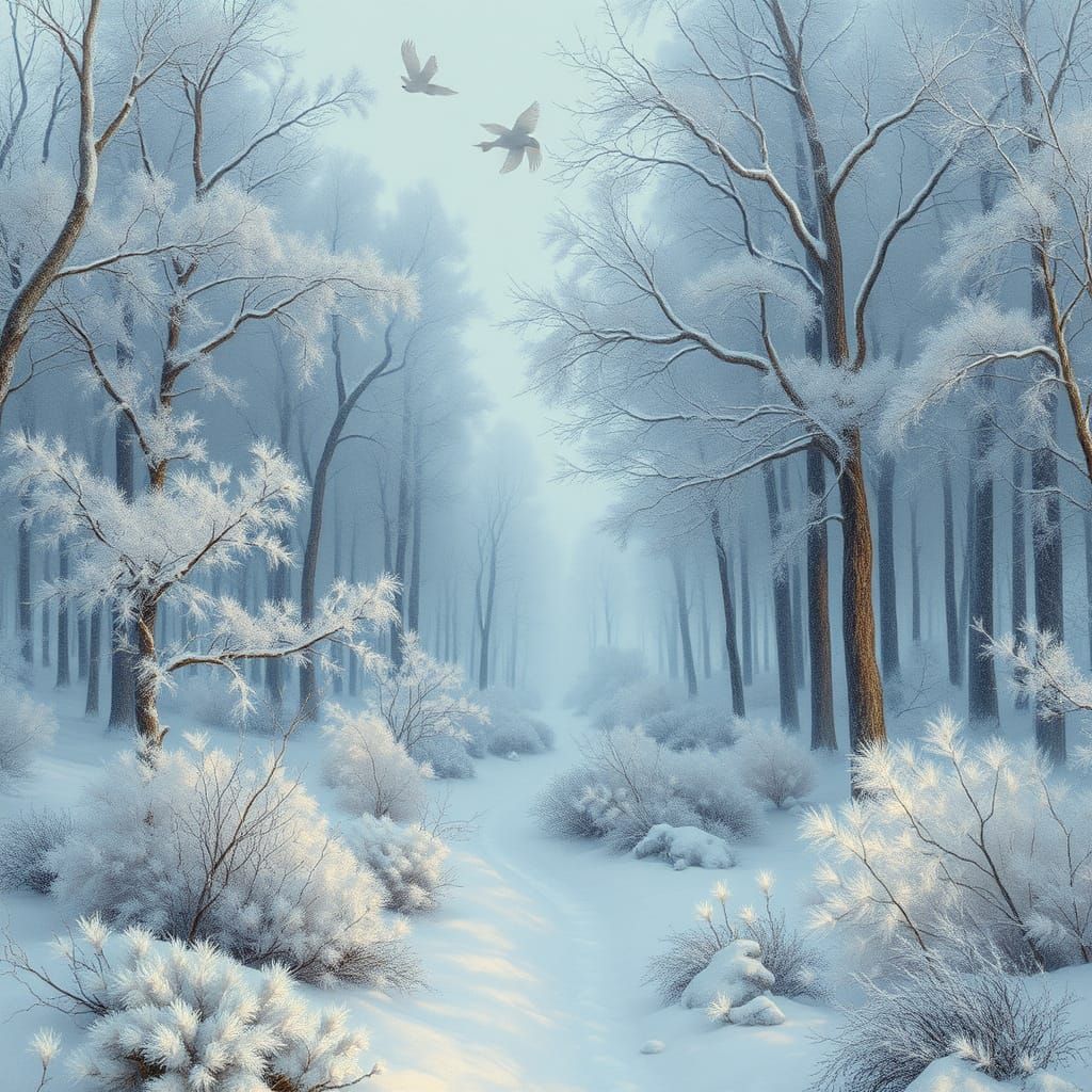 Dreamlike Snowy Forest Wonderland