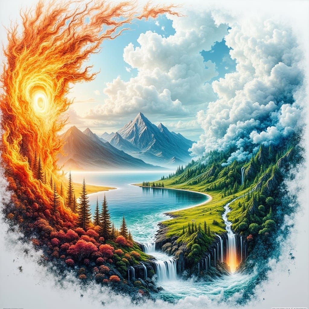 Hyper-Realistic Vortex of Nature's Elements