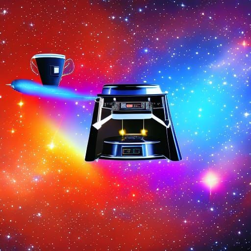 Astronauts and Coffee Machine in Space