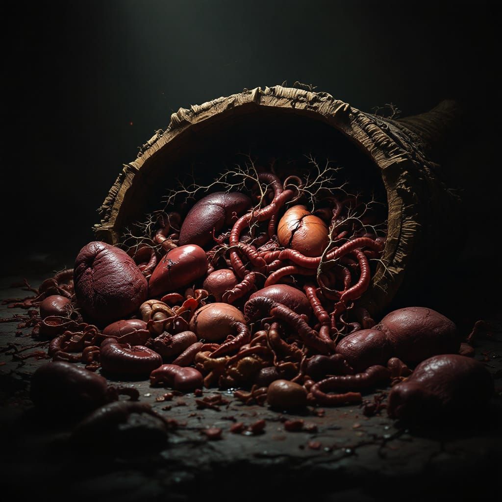 Grotesque Cornucopia of Internal Organs in Dark Fantasy Styl...