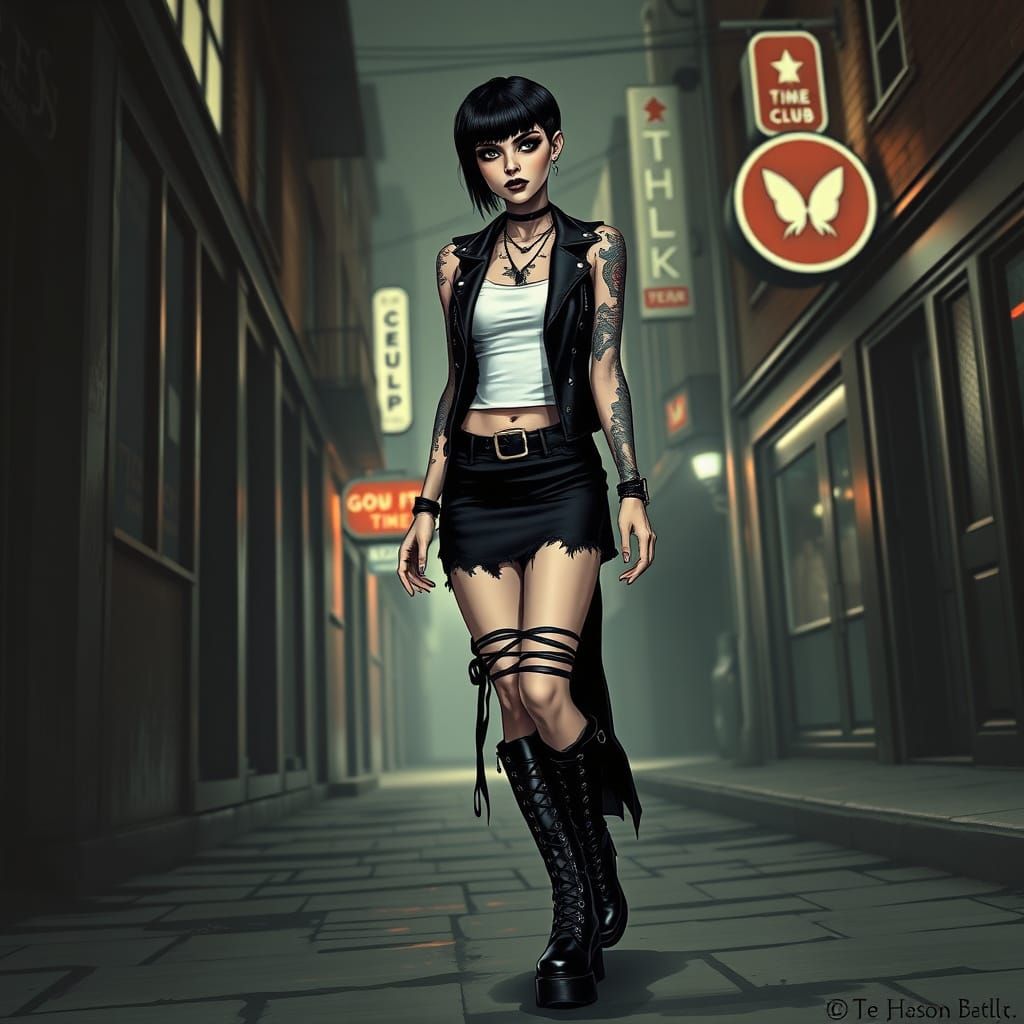 Gothic Woman in Leather, Dark Neo-Gothic Style