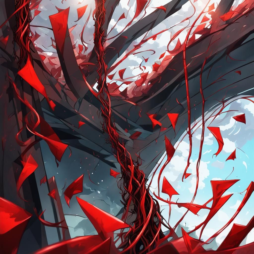 Stylized Anime Metal Vines Reach Skyward