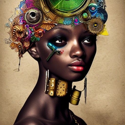 Colorful Cyberpunk Collage of a Woman's Face