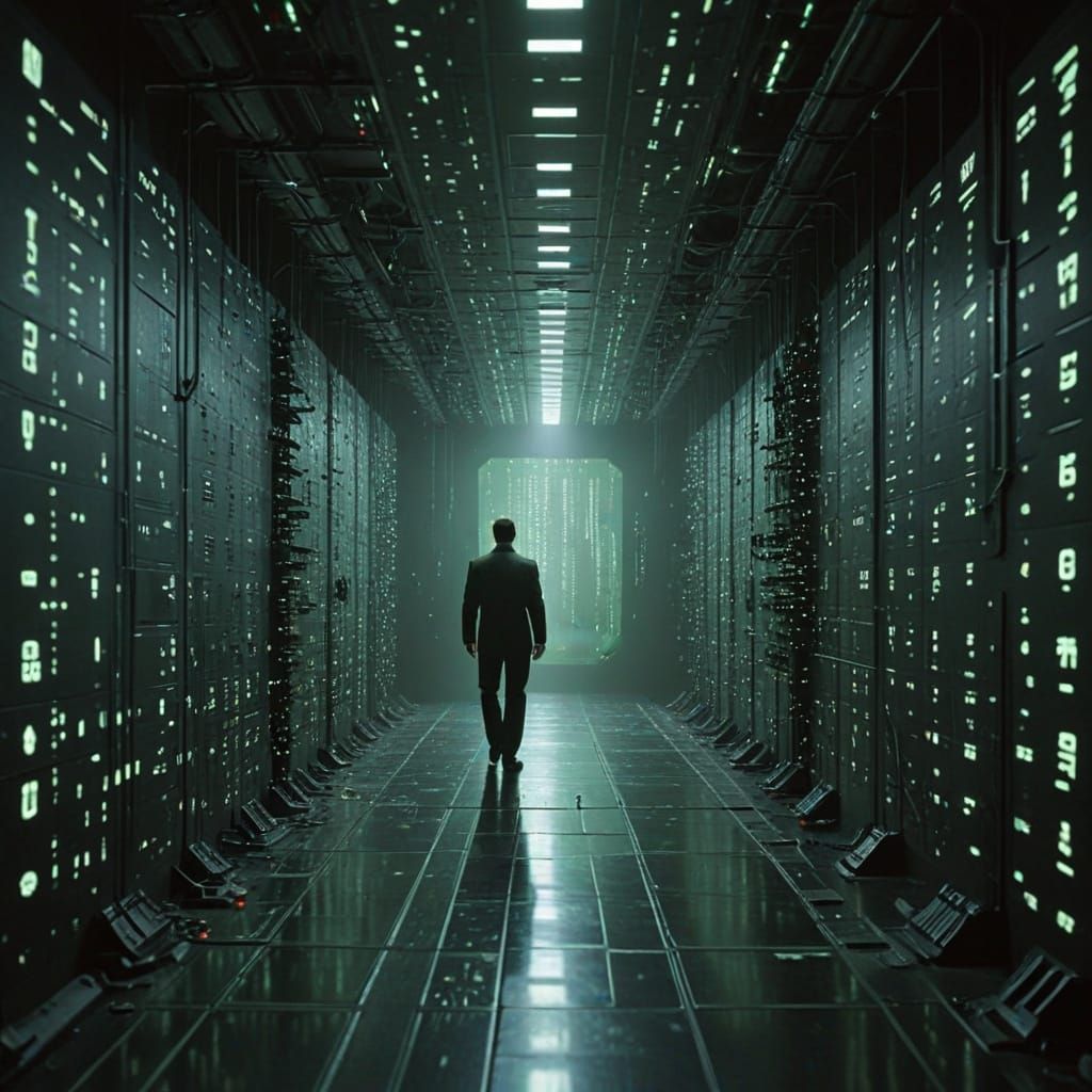 Neon Matrix Code Illuminates Galactic Abyss