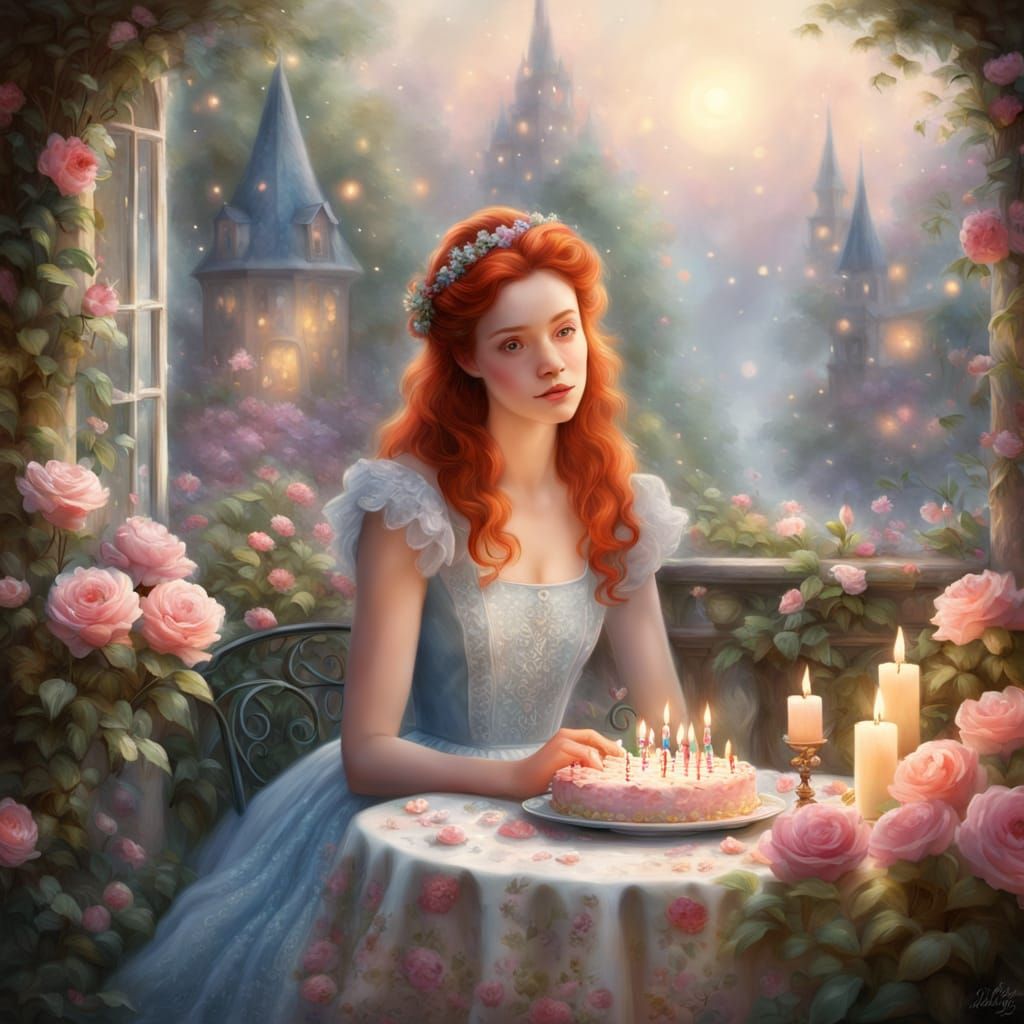 Whimsical Portrait of a Young Woman in a Fantastical Garden
