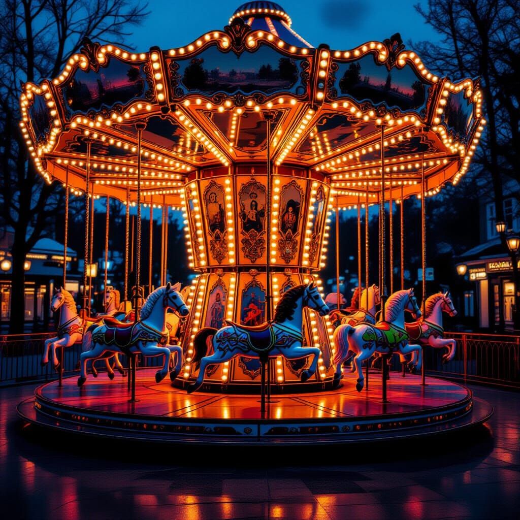 Futuristic Carousel Glows with Otherworldly Luminescence