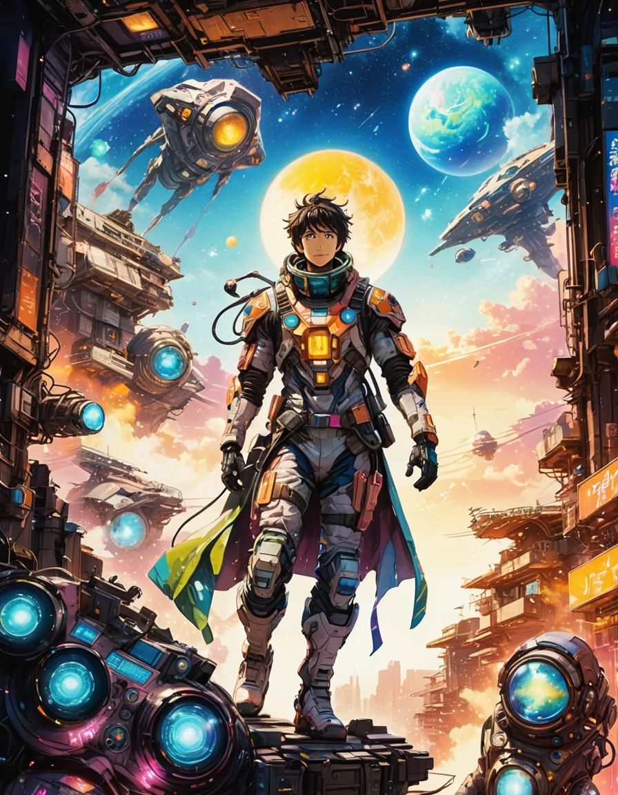 Alien Adventurer in Spacesuit: Makoto Shinkai Anime Art