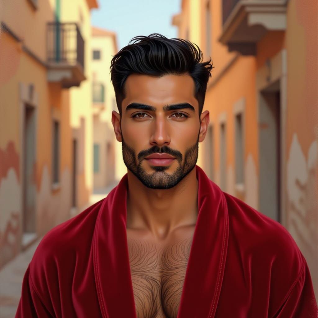 Portrait of a Man in Red Robe, Impasto Style