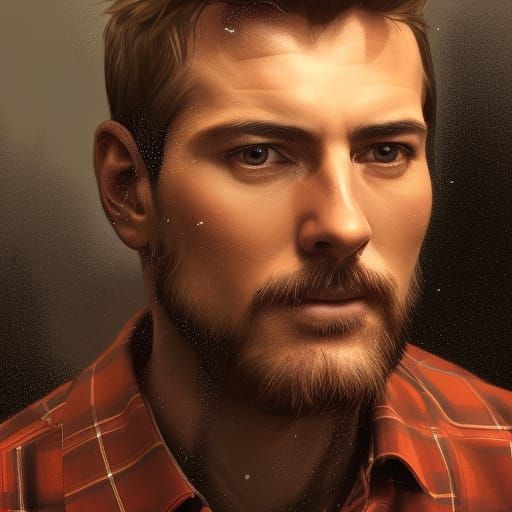 Handsome Lumberjack Portrait in Hyperdetailed Style