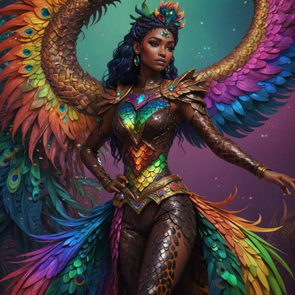 Beautiful Woman with Dragon Scales, 3D Digital Art