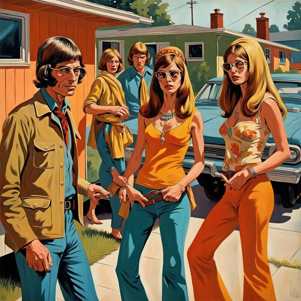 1960s Pulp Cover Art of Hippies in Suburbia