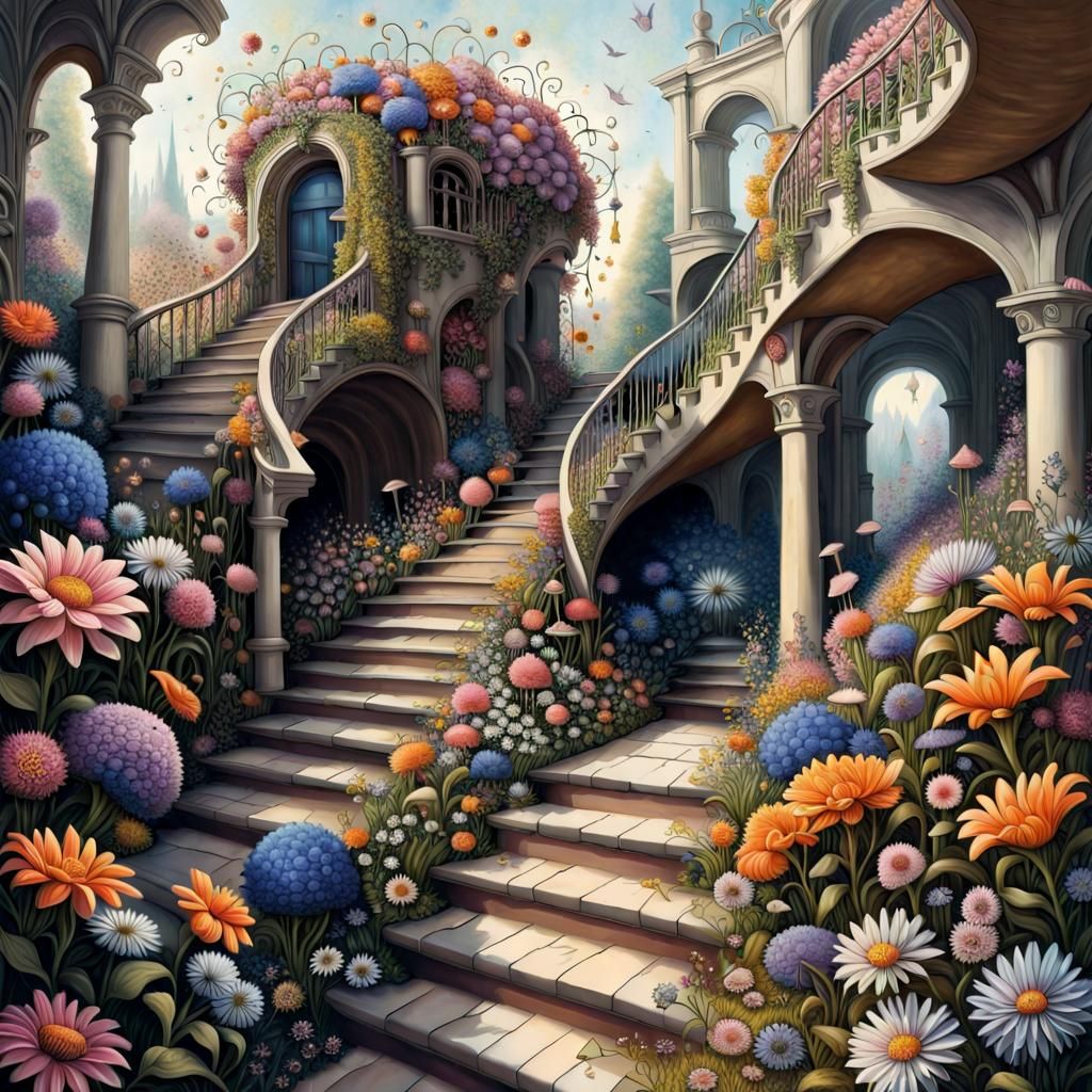 Floral Mindscape: A Surreal Journey into the Brain