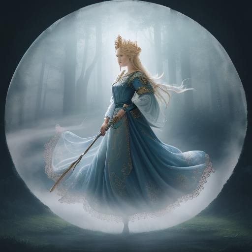 Gerda Enters Palace: Dreamlike Oil Painting