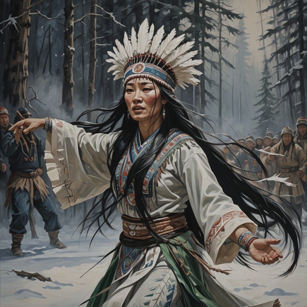 Yakut Dancer on Stage: A Theatrical Performance