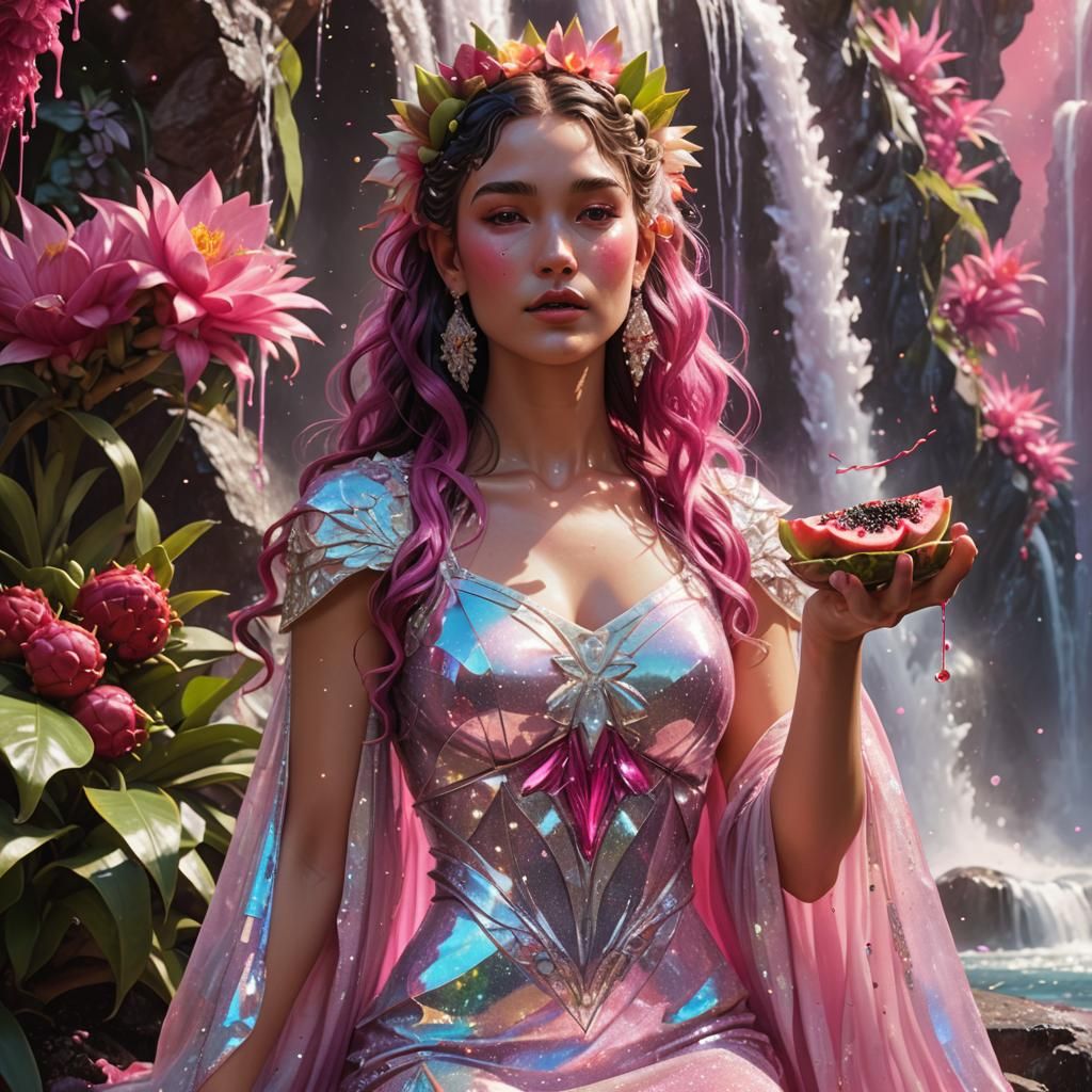 Goddess in Glitter Dress by Pink Waterfall