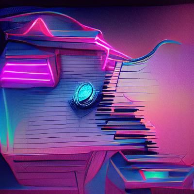 Synthwave Music Box in Neon Retro Style