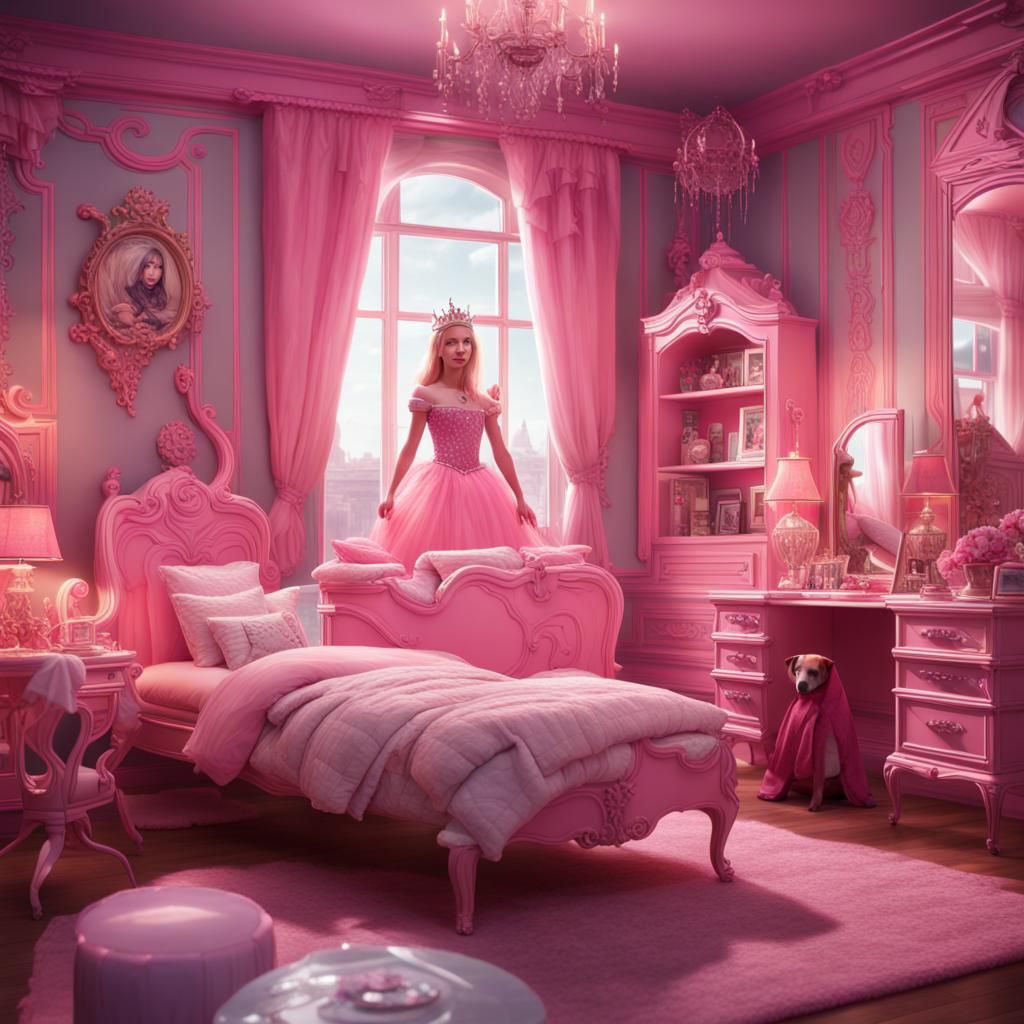 Boy as Barbie Princess in Fantasy Room