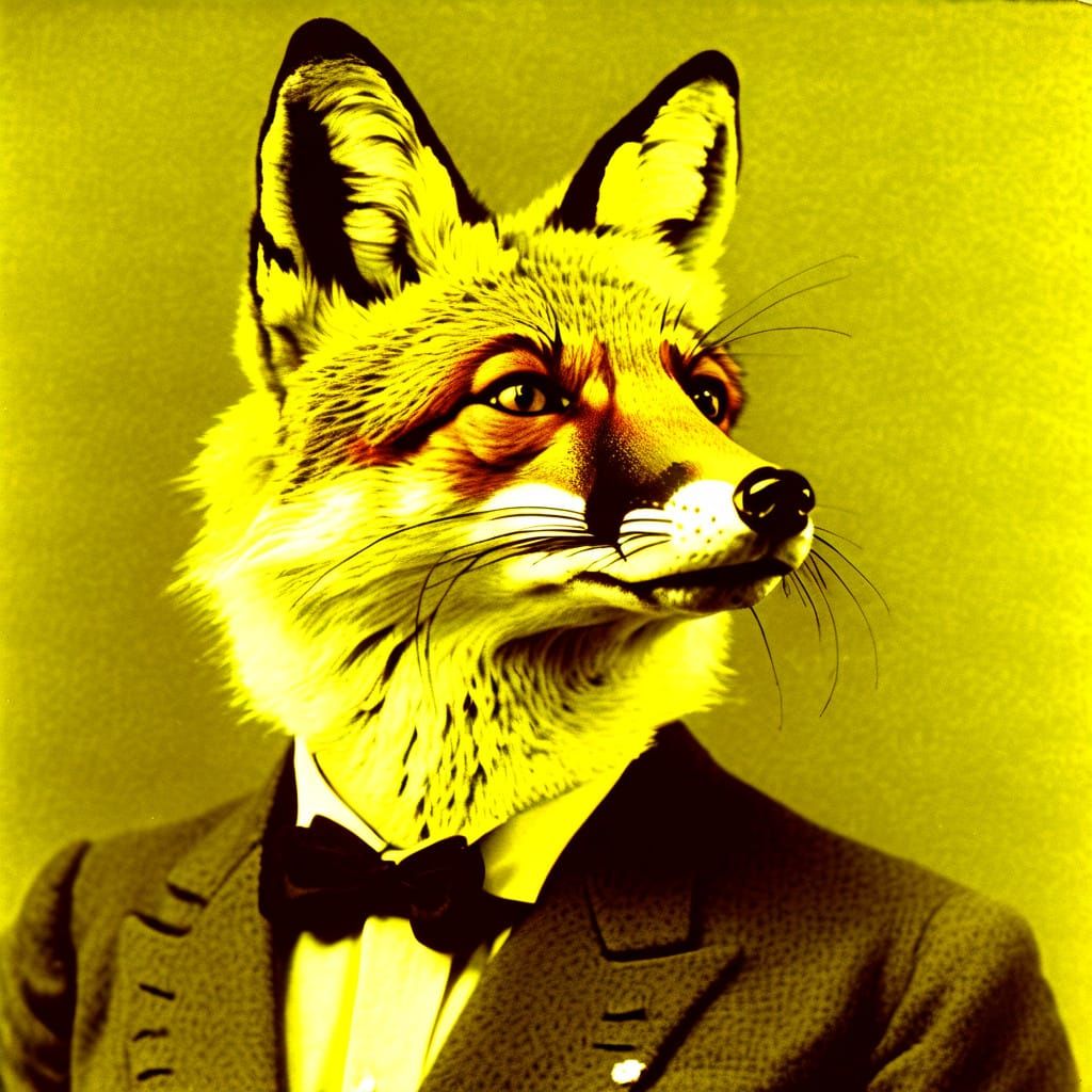Anthropomorphic Fox in Dali-Inspired Portrait