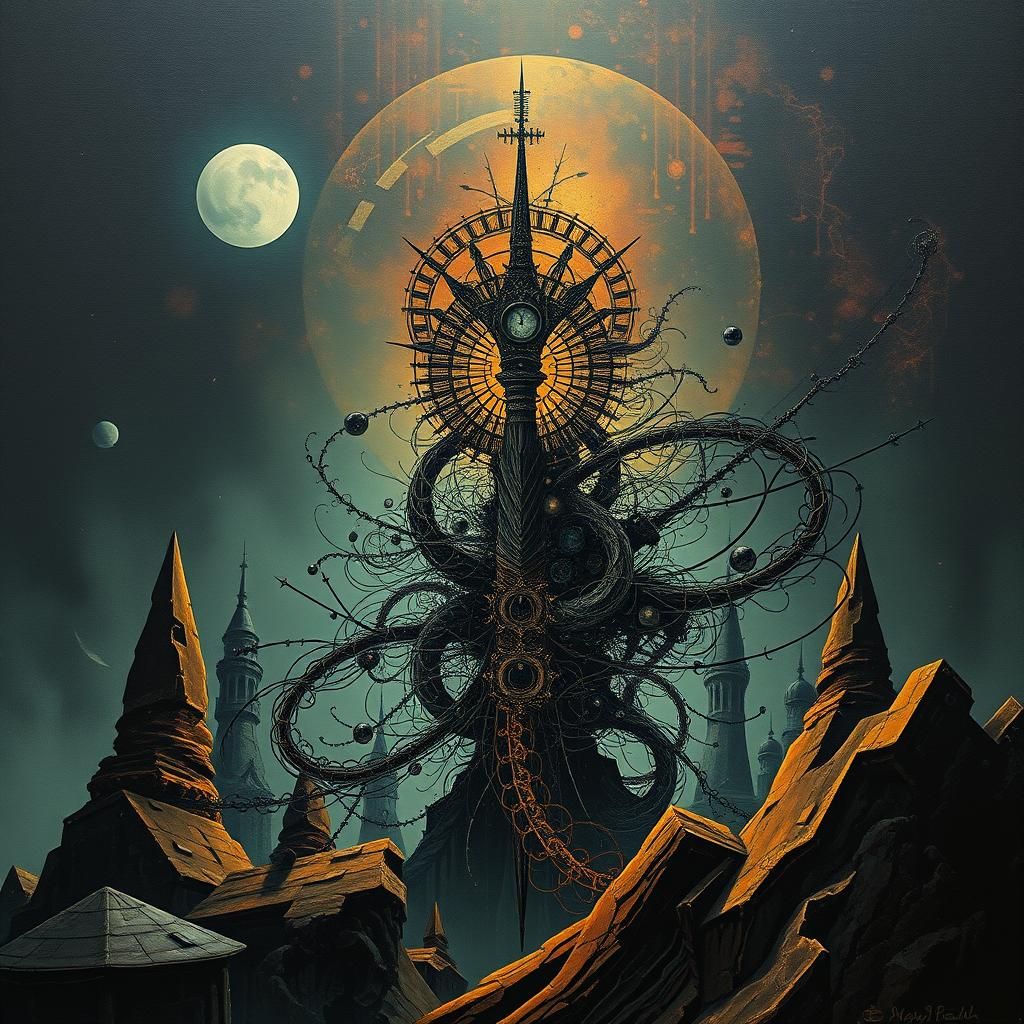 Dystopian Anime Art Deco Trading Card