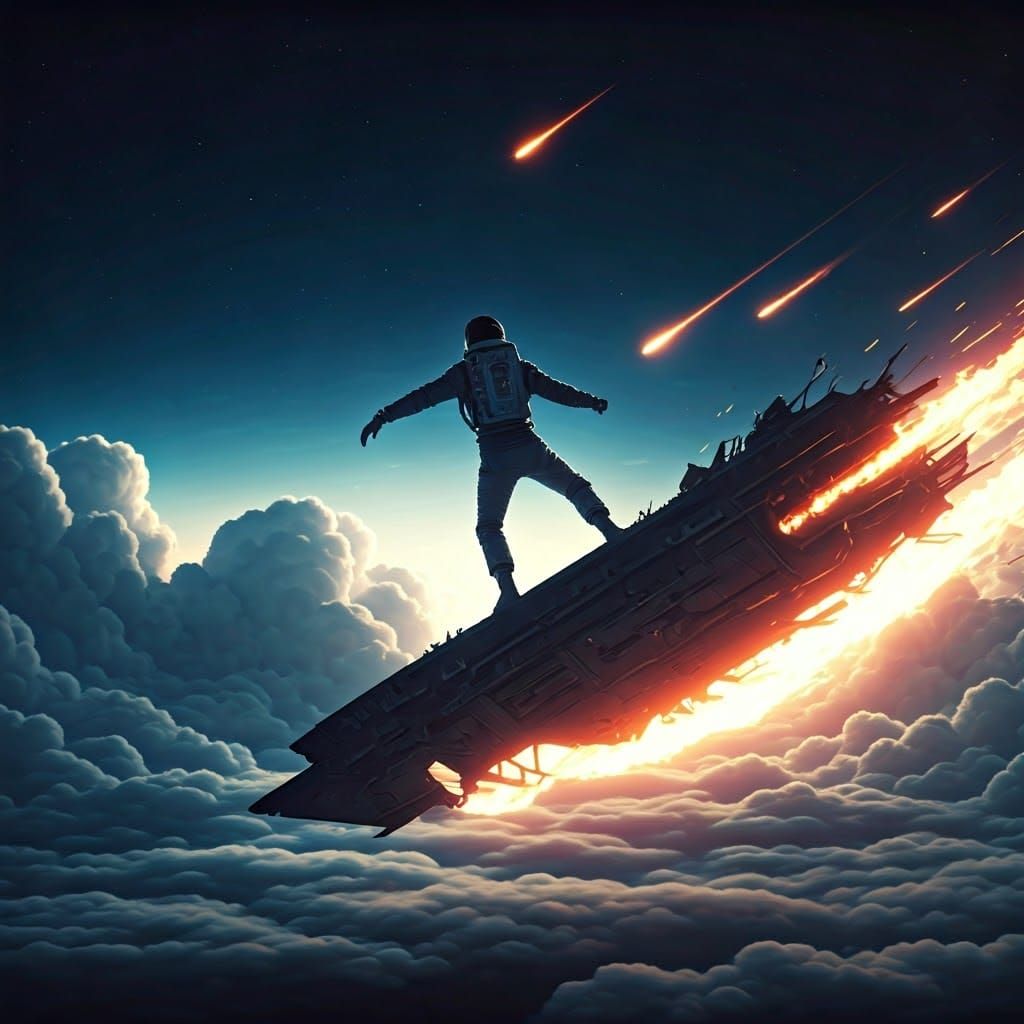 Astronaut Surfs Through Cosmic Chaos in a Surreal Splash Scr...