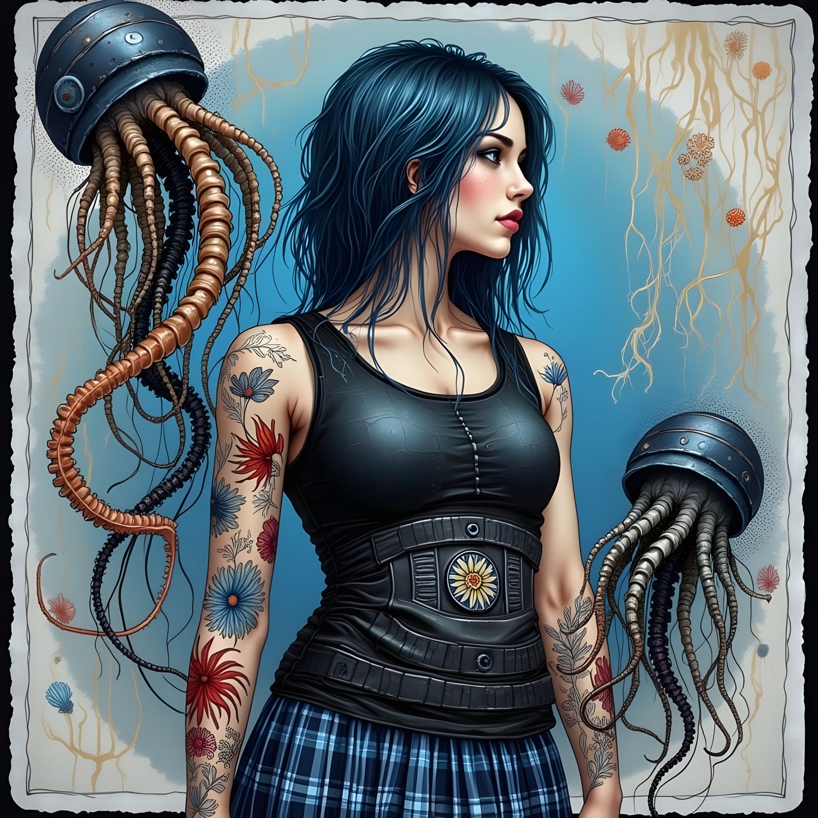 Cyborg Siren in H.R. Giger Style