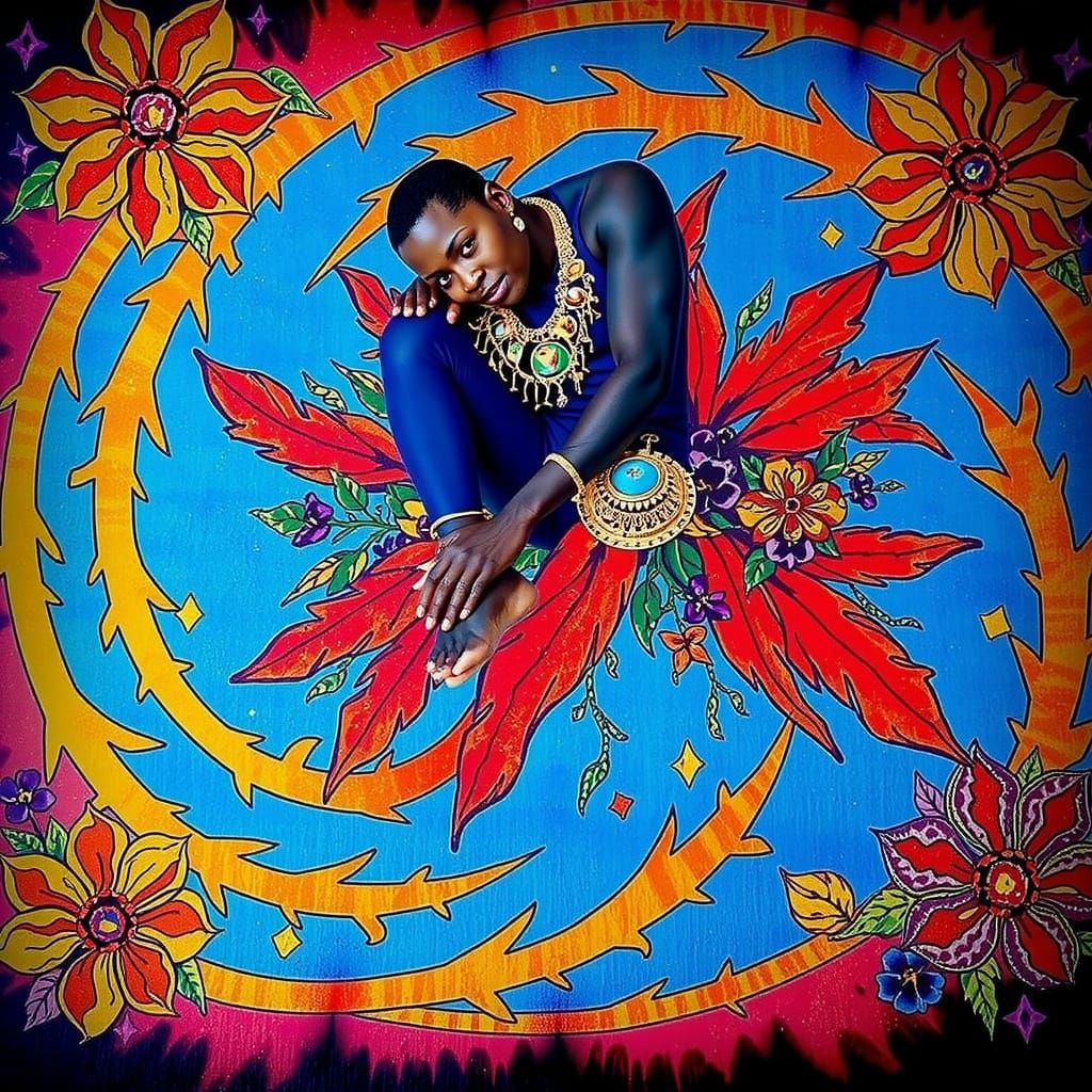 Psychedelic Garden Dreamscape in Bold Colors