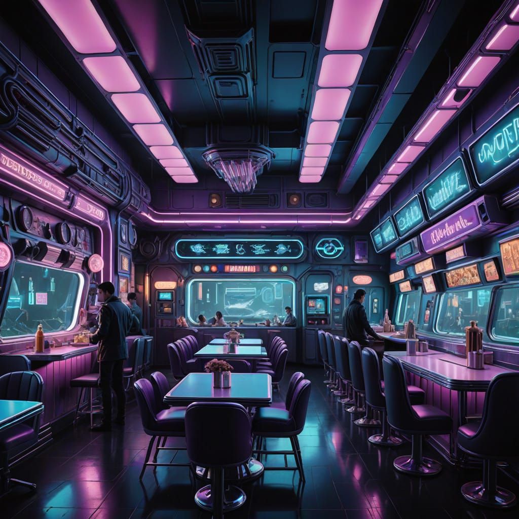 Electric Dreams Diner in Cyberpunk Style