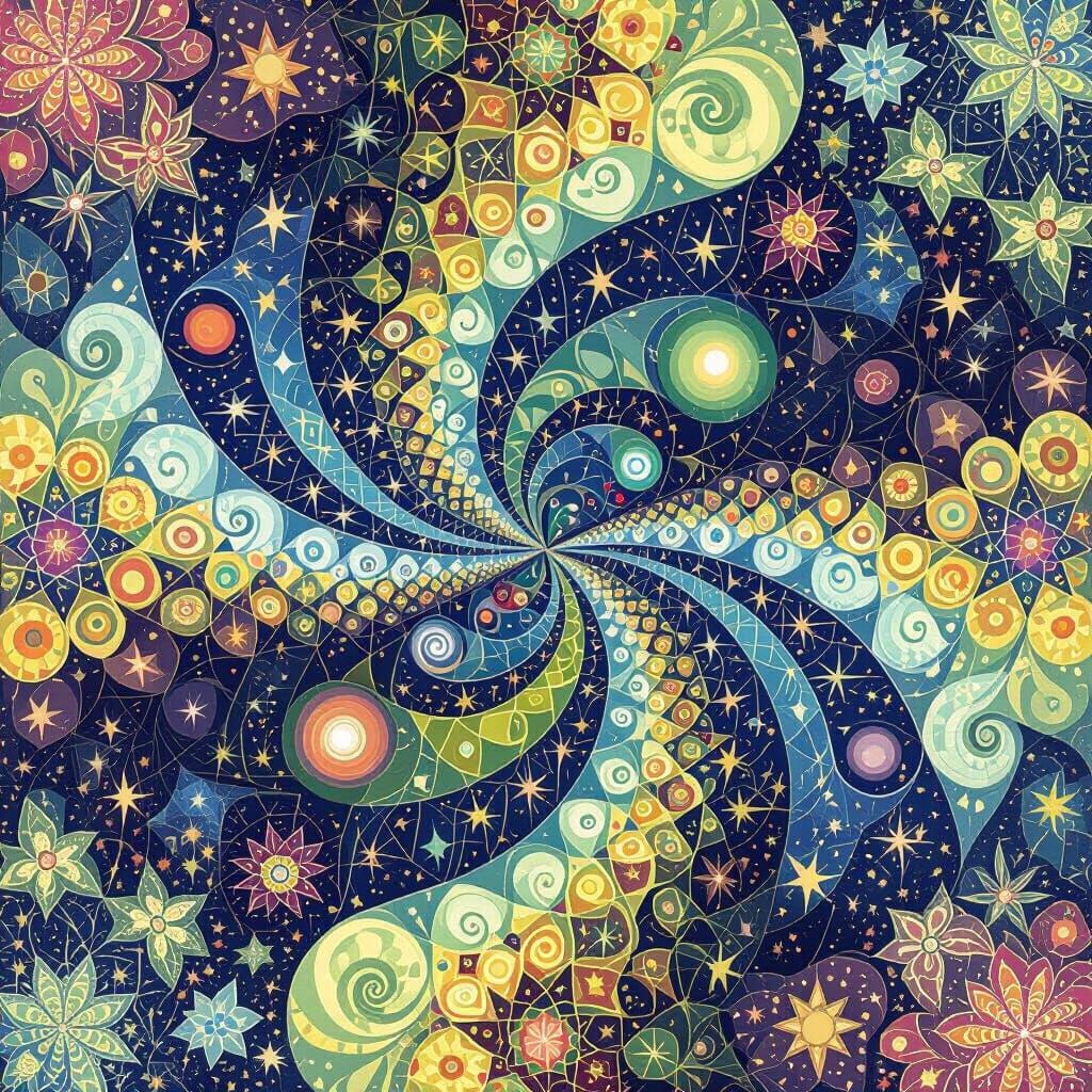 Psychedelic Fractal Galaxy Mandala in Vivid Colors