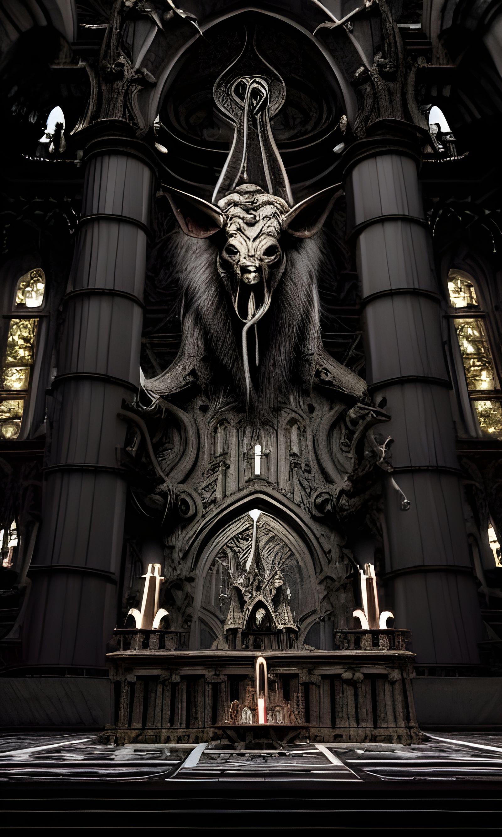 Breathtaking Satanic Cathedral with Baphomet Statue
