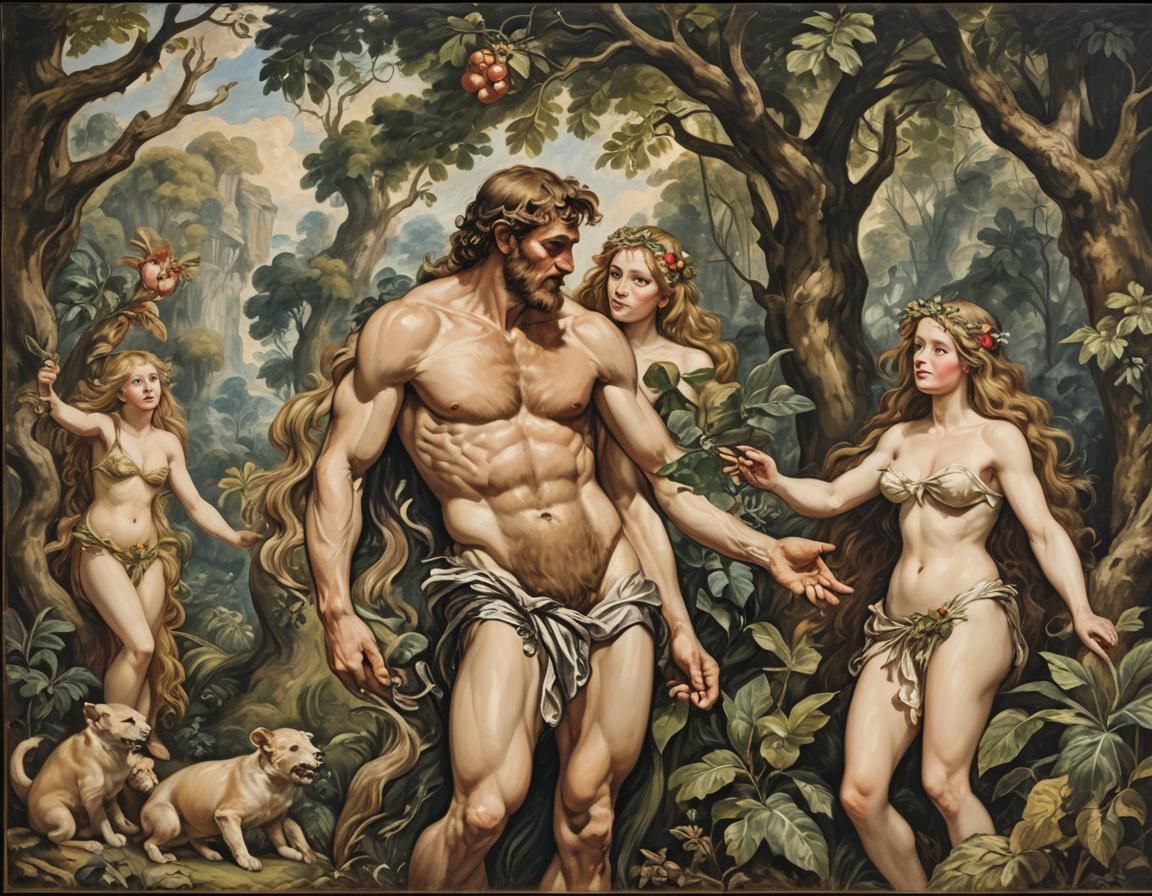 Adam and Eve in Baroque Painting Style
