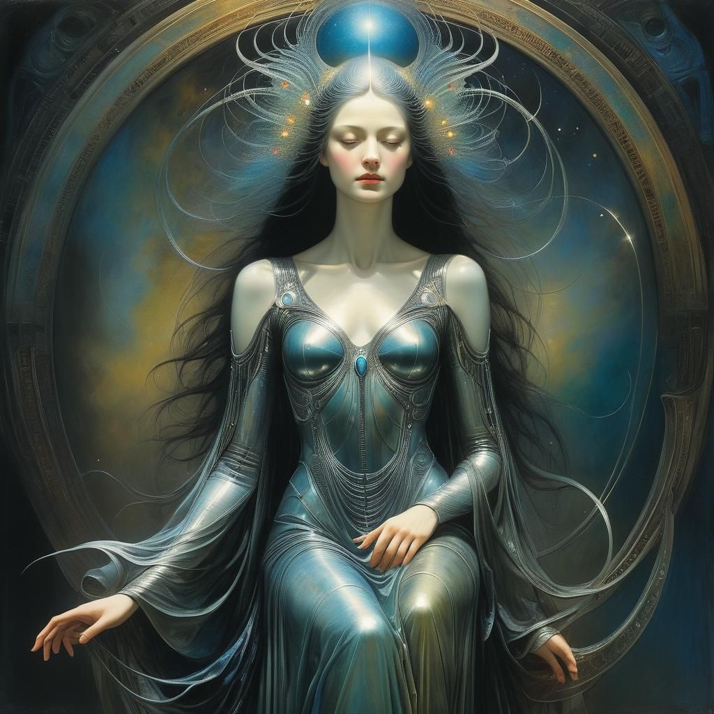 Nacreous Angel Inspired by Surreal Art Nouveau