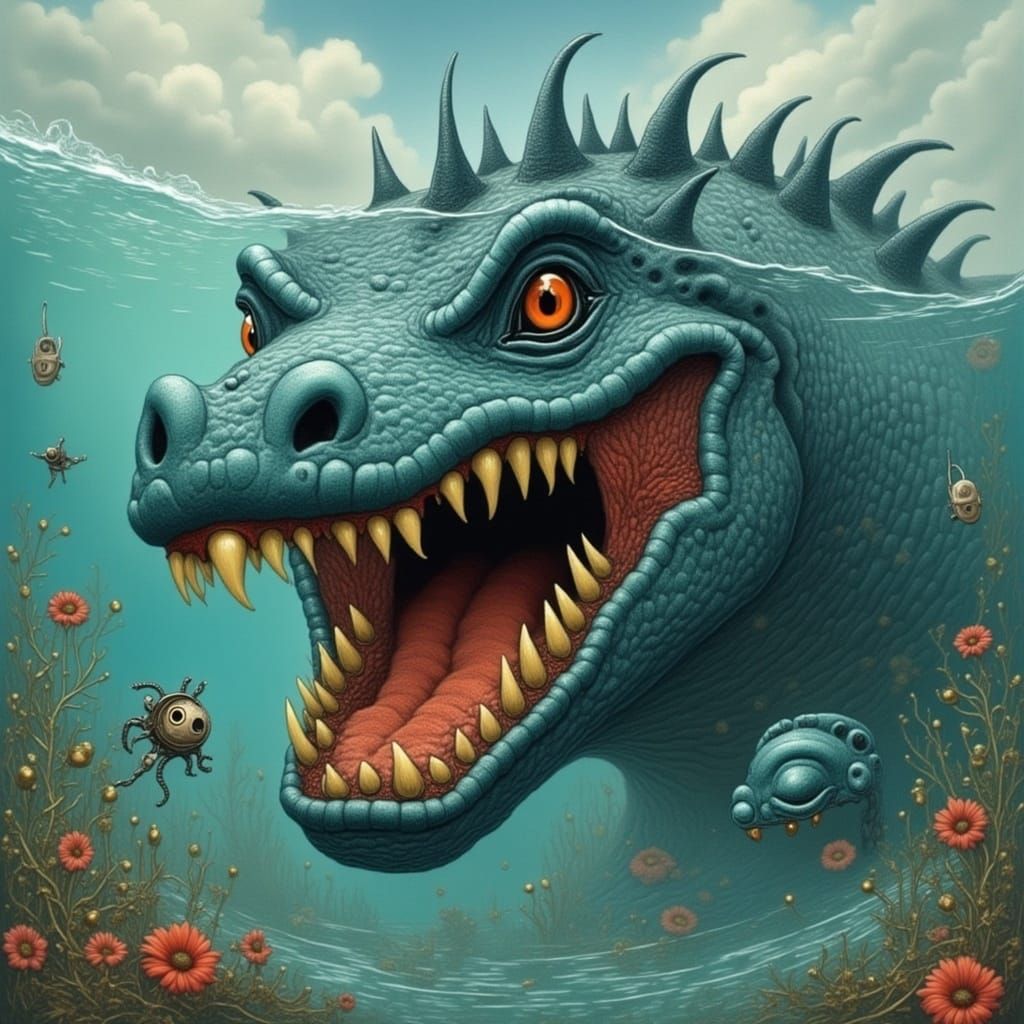 Grinning Sea Monster Close-up Portrait