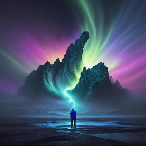 Surreal Astral Boy Reaching for Cosmic Light