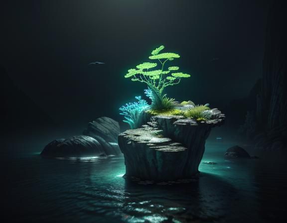 Amphibious Woman in Ethereal Ocean, 3D Game Art