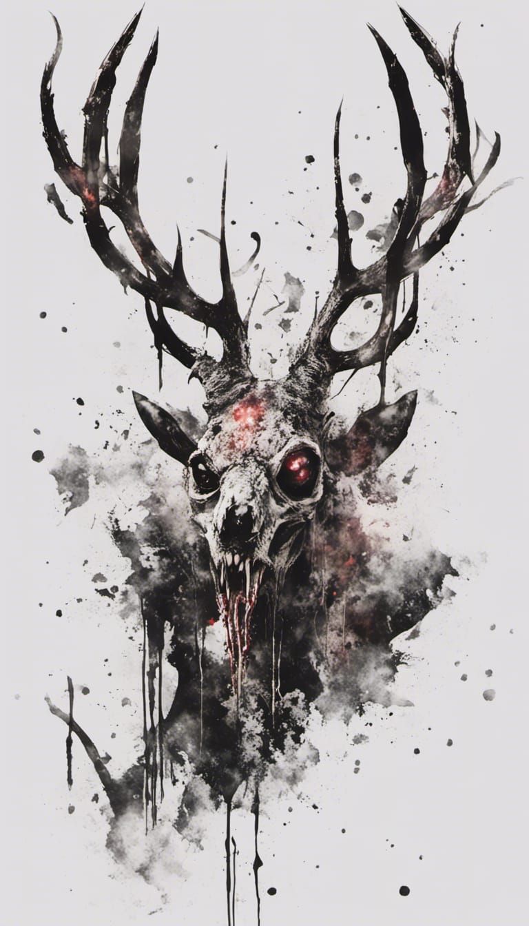 Cosmic Horror Wendigo in Trash Polka Style