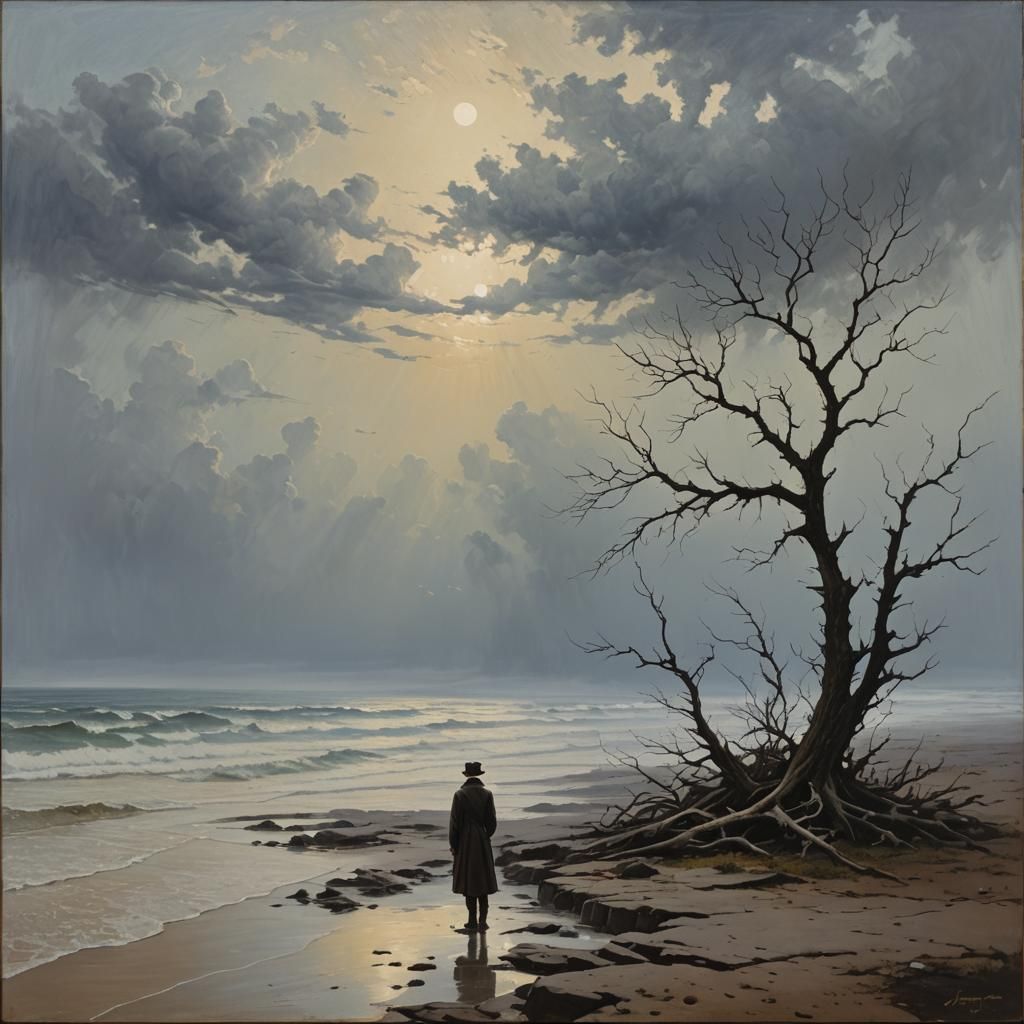 Surreal Horizon Oil Painting Inspired by James Gurney