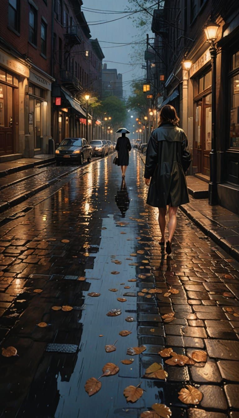 Glistening Bare Feet Step into Rainy Night Reflections