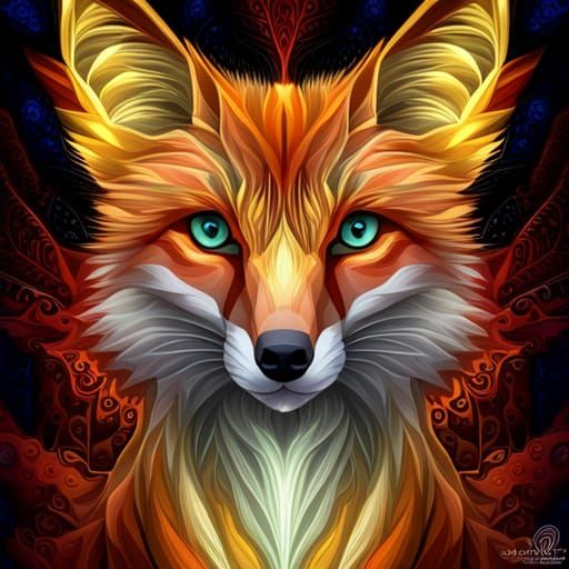 Fractal Polygon Fox Digital Art Masterpiece