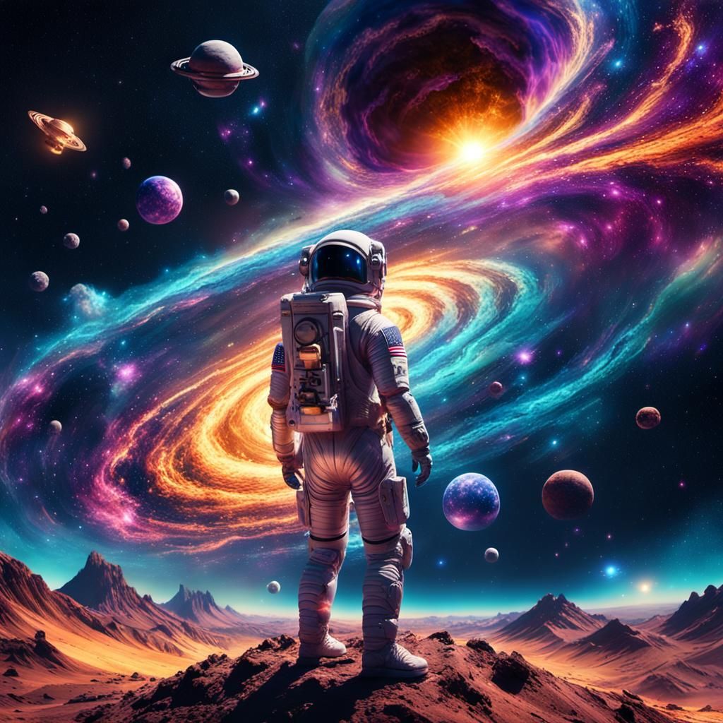 Astronaut in Galaxy: Epic Digital Matte Painting