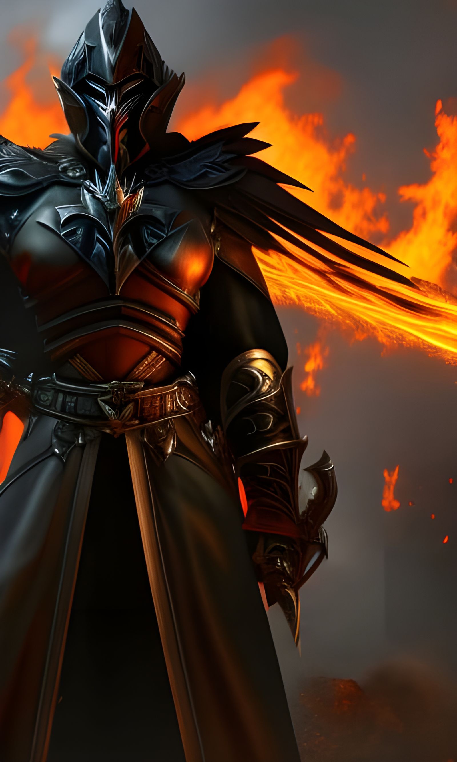 Dark Angel Warrior in a Dark Fantasy Concept Art