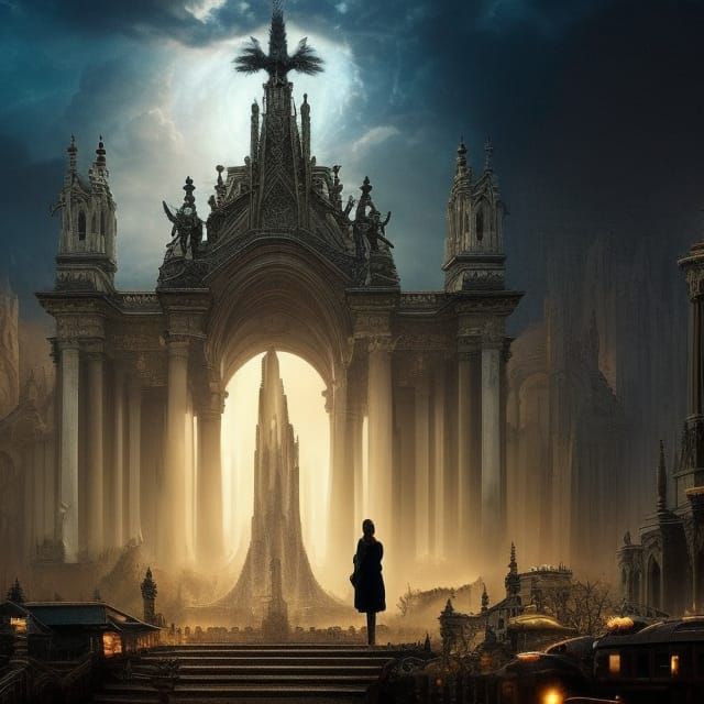 Queen Mother's Arrival: Divine Light Cityscape