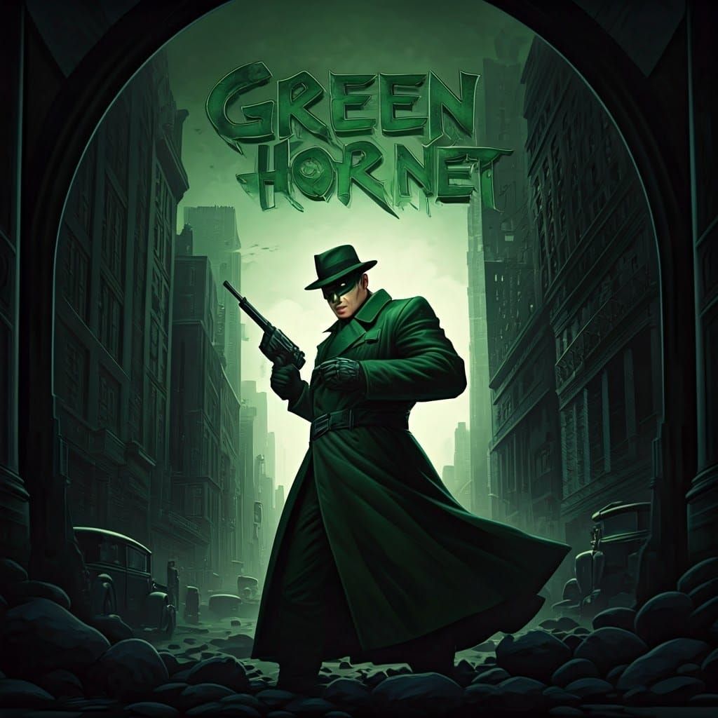 Nordic Fantasy Art in Chiaroscuro Style Depicting Green Horn...